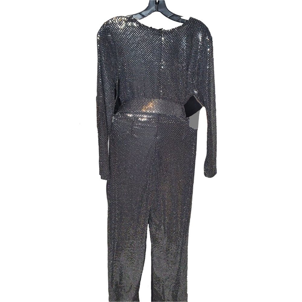 AKIRA Black Sliver & Wide Legs Jumpsuit‎ With Wide Blet Size L